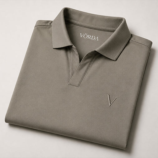 Stone Taupe - VÖRDA Revere Collar Polo
