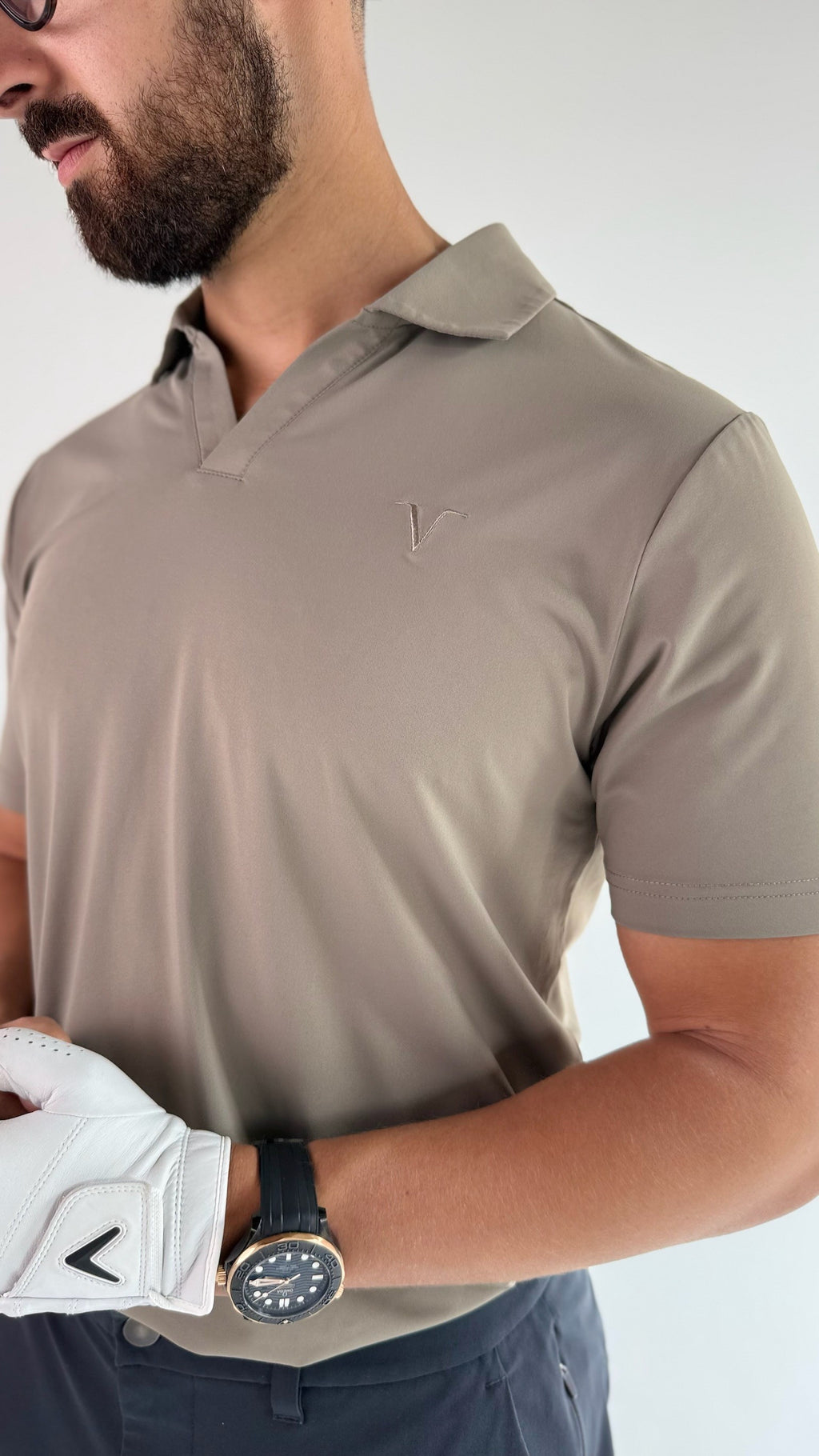Stone Taupe - VÖRDA Revere Collar Polo