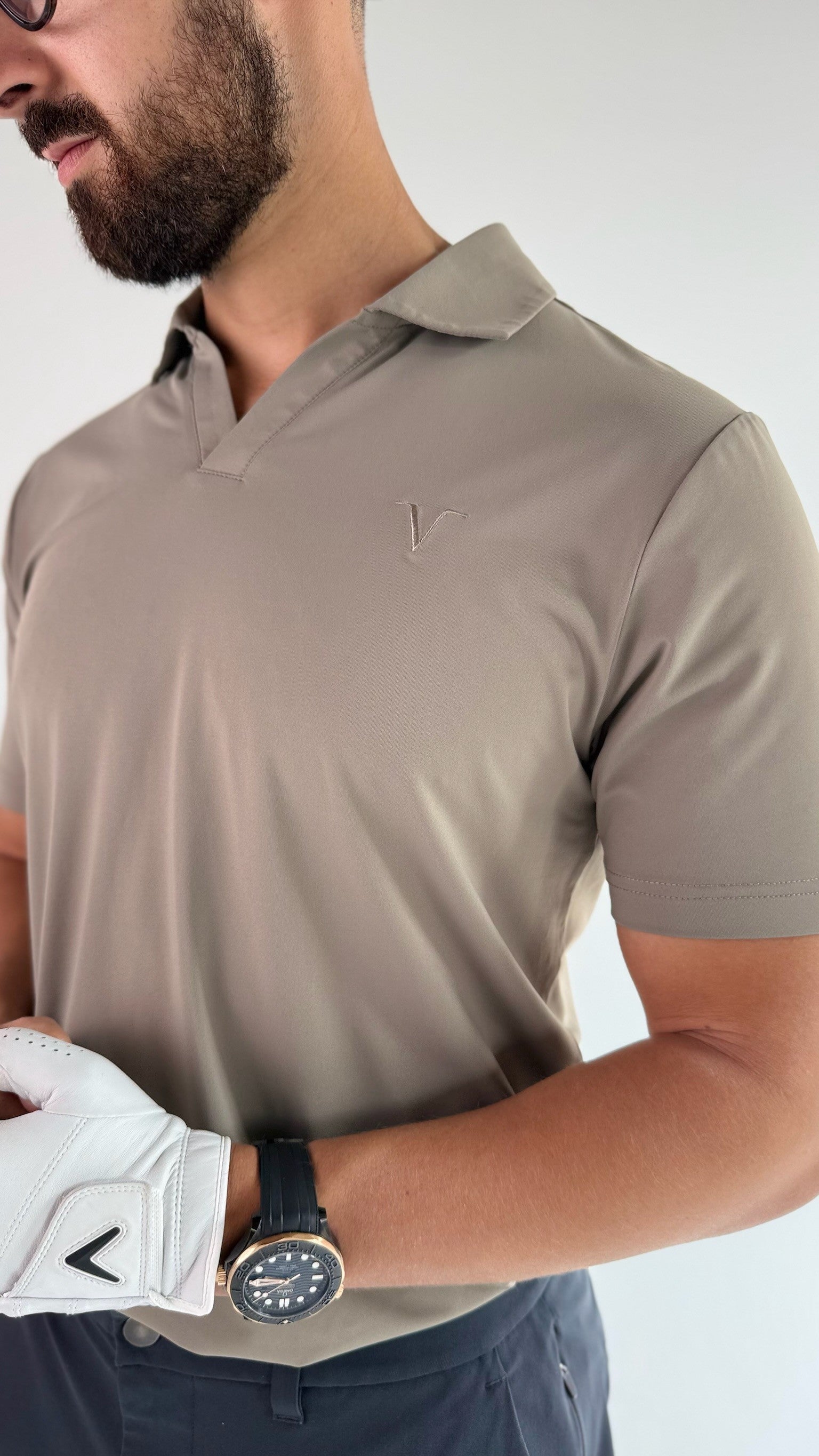 Stone Taupe - VÖRDA Revere Collar Polo